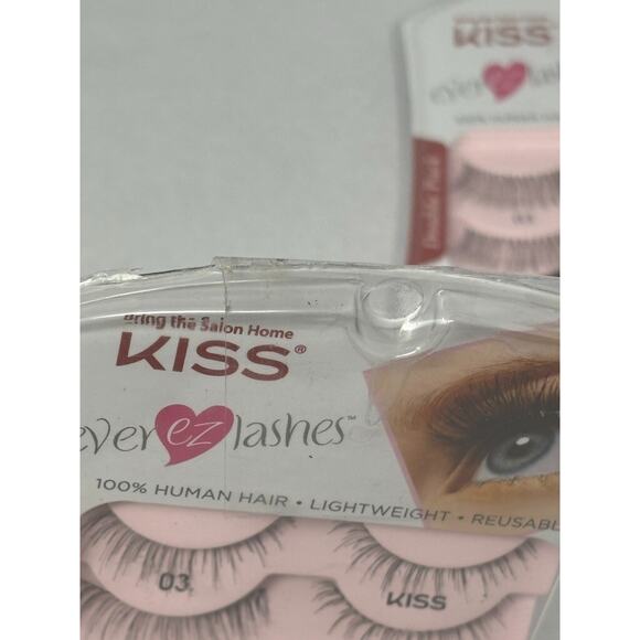 Kiss Ever EZ Lashes x2 Eyelashes Reusable 100% Human Hair Duo Adhesive New - Picture 4 of 5